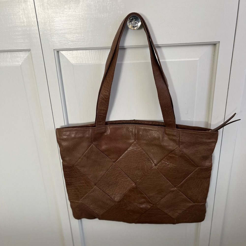 Latico Brown Leather Quilted Tote